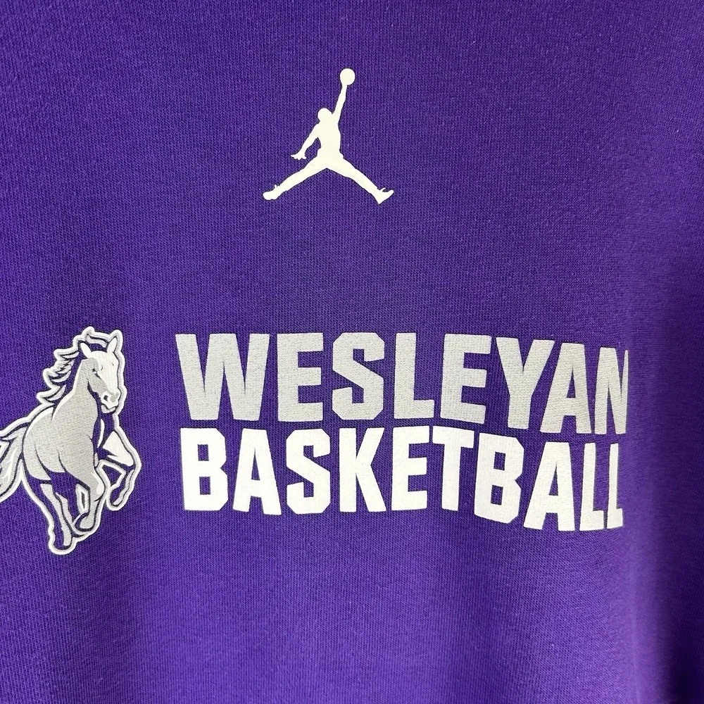 Wesleyan Christian Mustangs Basketball Jordan Nike‎ Hoodie Men's Medium Purple